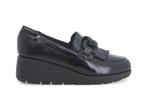 Melluso Mocassini Donna con Catena Frangia Zeppa Tomaia Vernice Nera K55272-227874